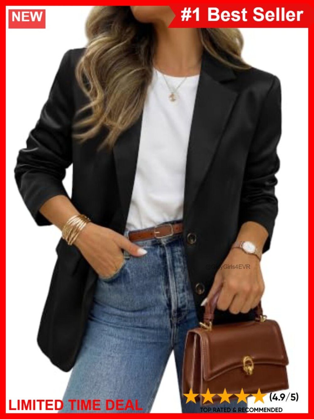 Satin Long Sleeve Blazer Button Front Padded Shoulders Work Business Casual